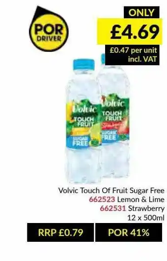 Musgrave MarketPlace Volvic Touch Of Fruit Sugar Free Lemon & Lime, Strawberry offer