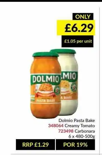 Musgrave MarketPlace Dolmio Pasta Bake Creamy Tomato, Carbonara offer