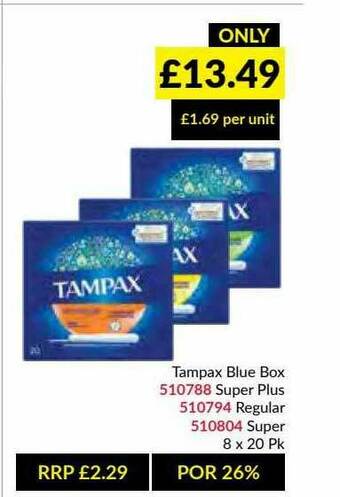 Musgrave MarketPlace Tampax Blue Box Super Plus, Regular, Super offer