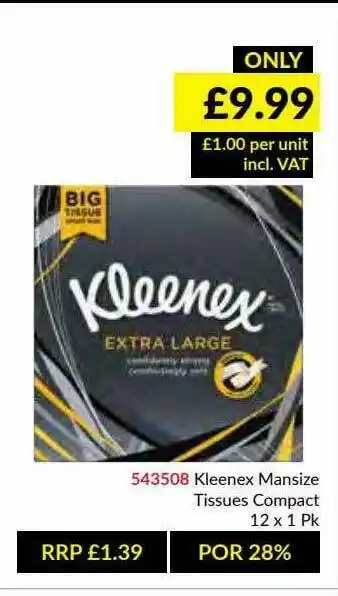 Musgrave MarketPlace Kleenex Mansize Tissues Compact offer