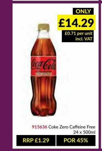 Musgrave MarketPlace Coke Zero Caffeine Free offer