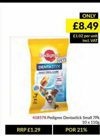 Musgrave MarketPlace Pedigree Dentastick Small 7pk offer