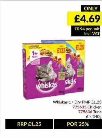 Musgrave MarketPlace Whiskas 1 + Dry Chicken, Tuna offer