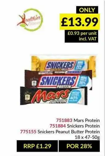 Musgrave MarketPlace Mars Protein, Snickers Protein, Snickers Peanut Butter Protein offer