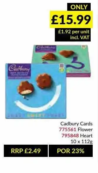 Musgrave MarketPlace Cadbury Cards Flower, Heart offer