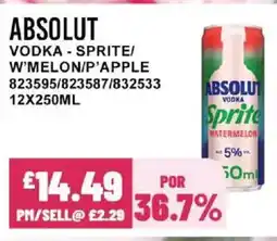 Bestway ABSOLUT Vodka sprite/ w'melon/p'apple offer