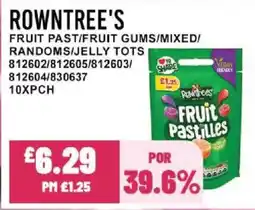 Bestway ROWNTREE'S Fruit past/fruit gums/mixed/ randoms/jelly tots offer