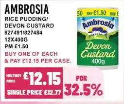 Bestway AMBROSIA Rice pudding/ devon custard offer