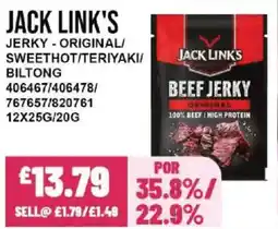 Bestway JACK LINK'S Jerky original/ sweethot/teriyaki/ biltong offer