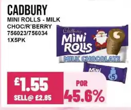 Bestway CADBURY Mini rolls - milk choc/r'berry offer