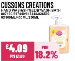 Bestway CUSSONS CREATIONS Hand wash/sh'gel/b'wash/bath offer