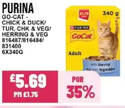 Bestway PURINA Go-cat- chick & duck/ tur, chk & veg! herring & veg offer