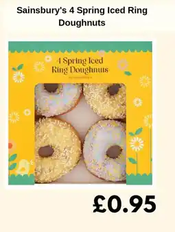 Sainsbury's Sainsbury's 4 Spring Iced Ring Doughnuts offer