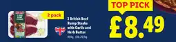 Lidl 2 British Beef Rump Steaks with Garlic and Herb Butter offer