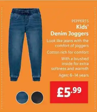 Lidl Pepperts Kids' Denim Joggers offer