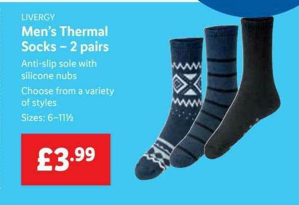 Lidl Livergy Men's Thermal Socks - 2 Pairs offer