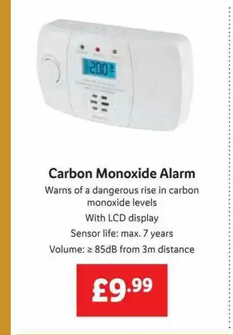 Lidl Carbon Monoxide Alarm offer