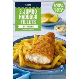 Iceland Iceland 2 Jumbo Battered Haddock Fillets 410g offer