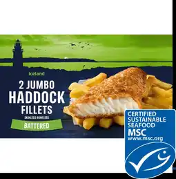 Iceland Iceland 2 Jumbo Battered Haddock Fillets 410g offer