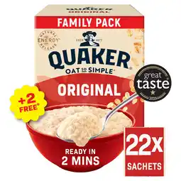 Iceland Quaker Oat So Simple Original Big Pack Porridge Sachets 22 x 27g offer