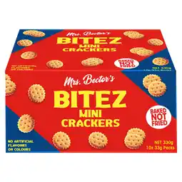 Iceland Mrs. Bector's Bitez Mini Crackers 330g (10 x 33g) offer