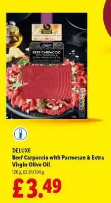 Lidl Deluxe Beef Carpaccio with Parmesan & Extra Virgin Olive Oil offer