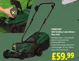 Lidl PARKSIDE 20V Cordless Lawn Mower - Bare Unit offer