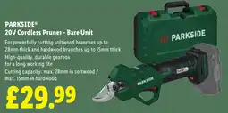 Lidl PARKSIDE 20V Cordless Pruner - Bare Unit offer