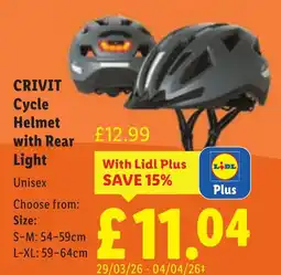Lidl CRIVIT Cycle Helmet with Rear Light offer