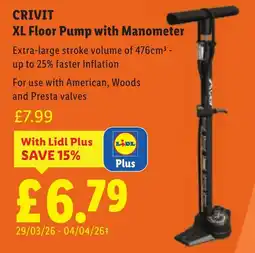 Lidl CRIVIT XL Floor Pump with Manometer offer