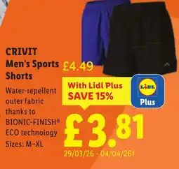 Lidl CRIVIT Men's Sports Shorts offer