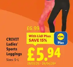 Lidl CRIVIT Ladies' Sports Leggings offer