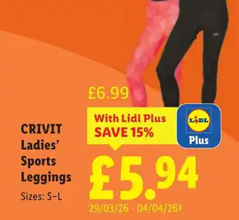 Lidl CRIVIT Ladies' Sports Leggings offer