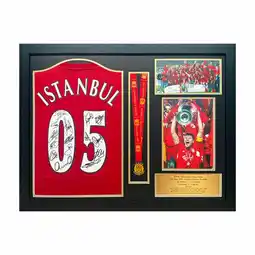 Costco Liverpool 2005 Champions League Final Retro Shirt Medal Display Signed by all 15 Team Members offer