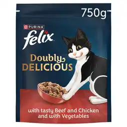 Iceland FELIX Doubly Delicious Beef, Chicken & Veg Dry Cat Food 750g offer