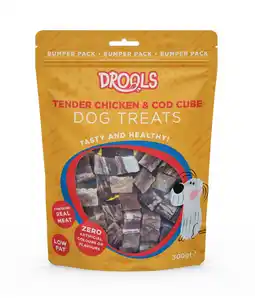 Iceland Drools Tender Chicken and Cod Cube Dog Treats 300g offer