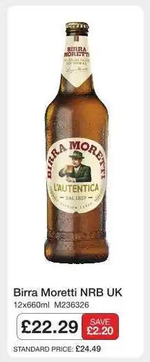 Makro Birra Moretti NRB UK offer