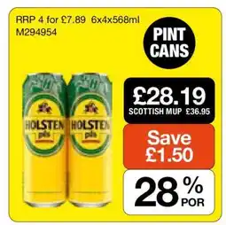 Makro Holsten Pils Pint Cans offer