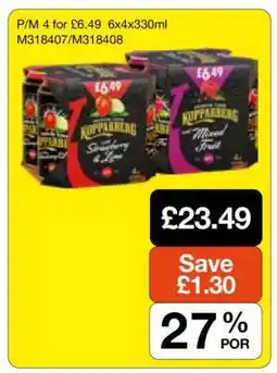 Makro Kopparberg 6x4x330ml offer