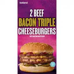 Iceland Iceland 2 Beef Bacon Triple Cheeseburgers 354g offer