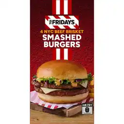 Iceland TGI Fridays 4 NYC Beef Brisket Smashed Burgers 340g offer
