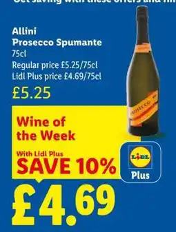 Lidl Allini Prosecco Spumante offer