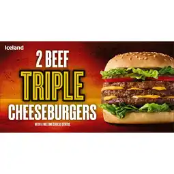 Iceland Iceland 2 Beef Triple Cheeseburgers 354g offer