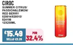 Bestway CIROC Summer citrus/ passion&lemon/ red berry offer
