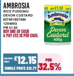 Bestway AMBROSIA Rice pudding/ devon custard offer