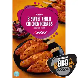 Iceland Iceland 8 Sweet Chilli Chicken Kebabs 320g offer