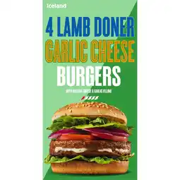Iceland Iceland 4 Lamb Doner Double Cheeseburgers 442g offer