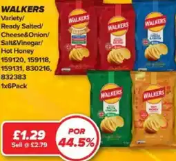 Bestway WALKERS Variety/ Ready Salted/ Cheese&Onion/ Salt&Vinegar/ Hot Honey offer