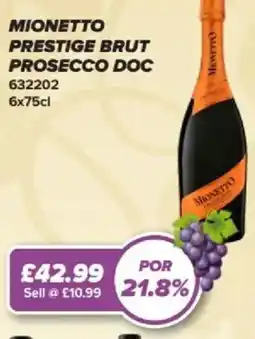 Bestway Mionetto prestige brut prosecco doc offer