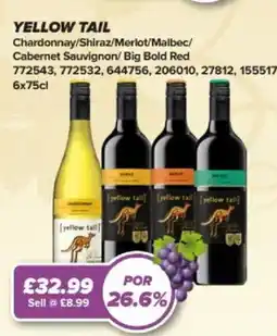 Bestway YELLOW TAIL Chardonnay/Shiraz/Merlot/Malbec/ Cabernet Sauvignon/Big Bold Red offer